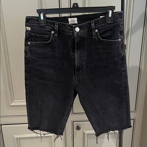 Citizens of Humanity Black Cutoff Denim Shorts Distressed Size 28
